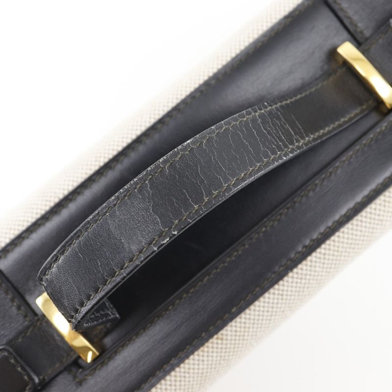 Hermes Vanity Travel Case Vintage Calf Black/beige 0X Unisex Handbag