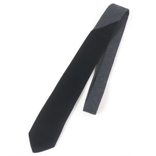 Hermes H Logo Velour Switch Narrow Tie Gray Black Made In France Men's Business