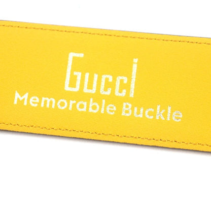 Gucci Memorable Buckle 709954 G Logo Buckle Bicolor Leather Belt Yellow Blue