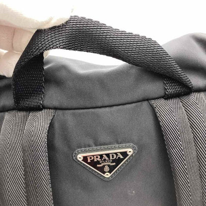 Sale/prada Nylon/bottom Leather Backpack/daypack Black Triangle Logo Triangle