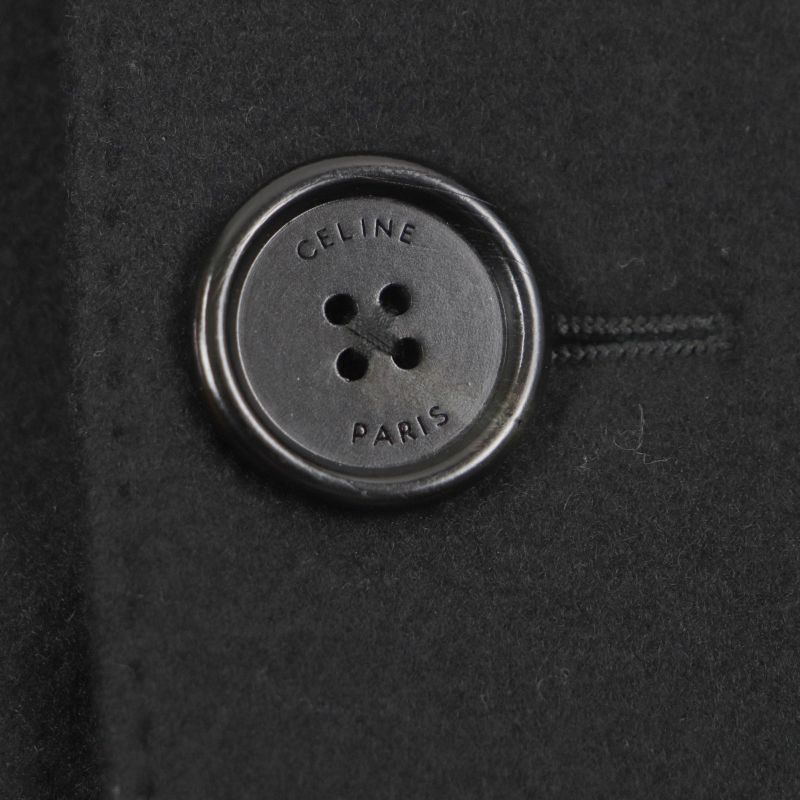 Celine 2m025863c 90% Wool Single Chester Coat With Logo Buttons Black 44 Made