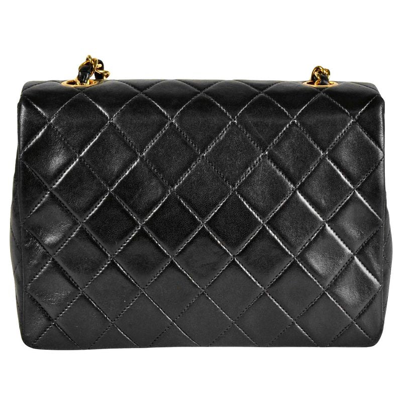 Chanel Mini Matelasse 20 Single Flap Chain Shoulder Bag Lambskin A01163 Black