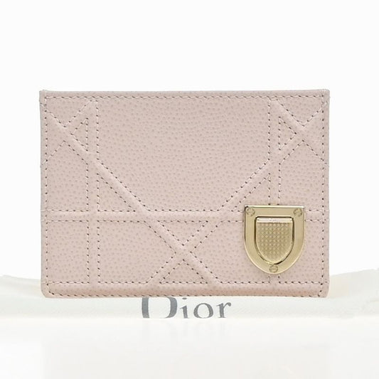 Christian DIOR Card Case Pink Leather Cannage 62ka738