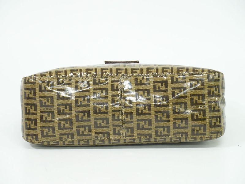 Authentic Fendi Zucchino Shoulder Bag Handbag Vinyl Brown 26725 Zucchino Bag