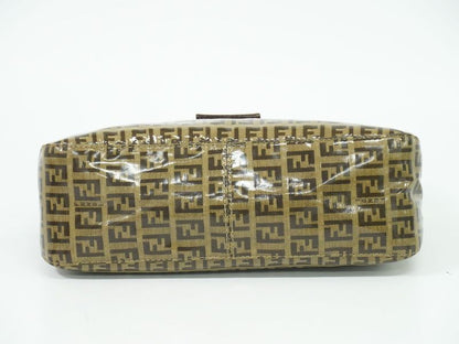 Authentic Fendi Zucchino Shoulder Bag Handbag Vinyl Brown 26725 Zucchino Bag