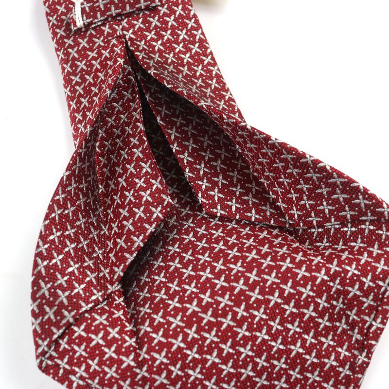 Bvlgari 100% Silk Sette Pieghe Wide Tie Tie Red All Over With Box Made In Italy