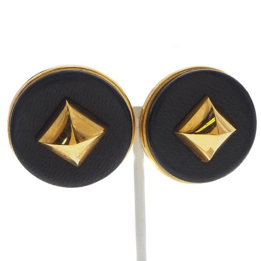 Hermes Medor Gold Plated And Leather Gold Ladies 35g Earrings