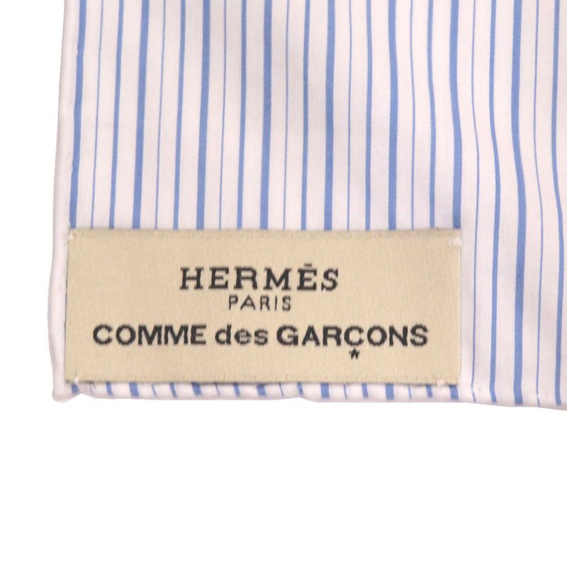 Hermes × Comme Des Garcons Collaboration Harnais DE COUR Cotton Blue Scarf