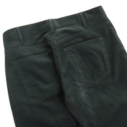 Celine 100% Cotton Corduroy Flared Pants Bottoms Dark Green 24 Made In Italy