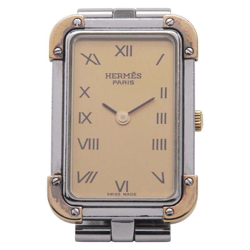 Hermes Croisure Cr1220 Silver Gold Stainless Steel Plated Ladies Hermes