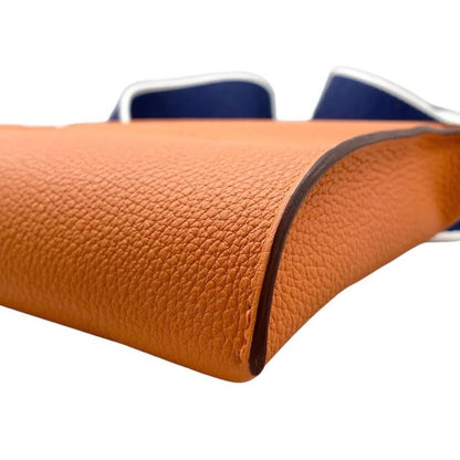 Hermes Shoulder Bag Vidpoche Stamped B H Logo Orange White Navy Hermes
