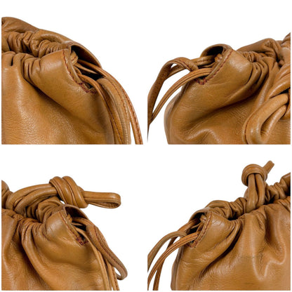 Loewe Drawstring Mini Shoulder Bag Anagram Logo Nappa Leather Brown Flamenco