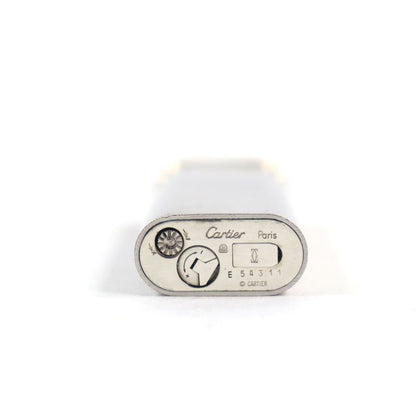 Cartier New Shape Oval Roller Lighter Silver Gold Ignition