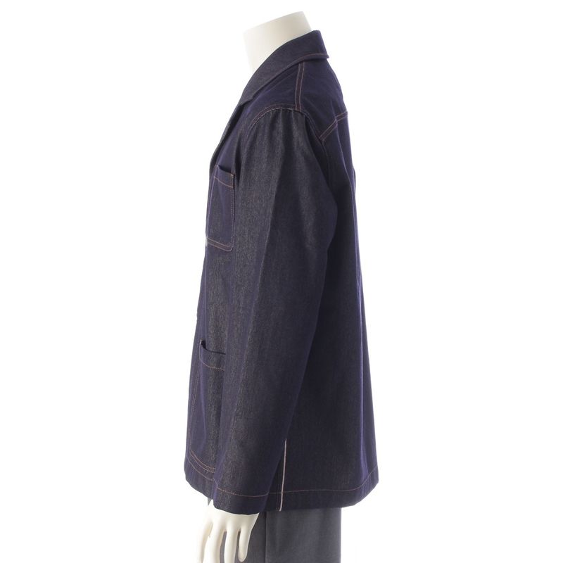 Loewe Denim Wool Calfskin Work Anagram Leather Patch Tailored Jacket Light