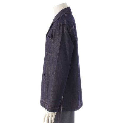 Loewe Denim Wool Calfskin Work Anagram Leather Patch Tailored Jacket Light