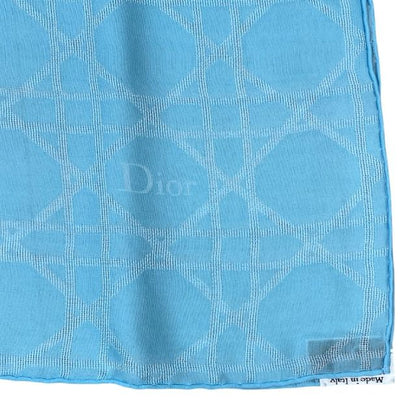 54nua304i631 Christian Dior Cannage Jacquard Stole Silk Large Light Blue Shawl
