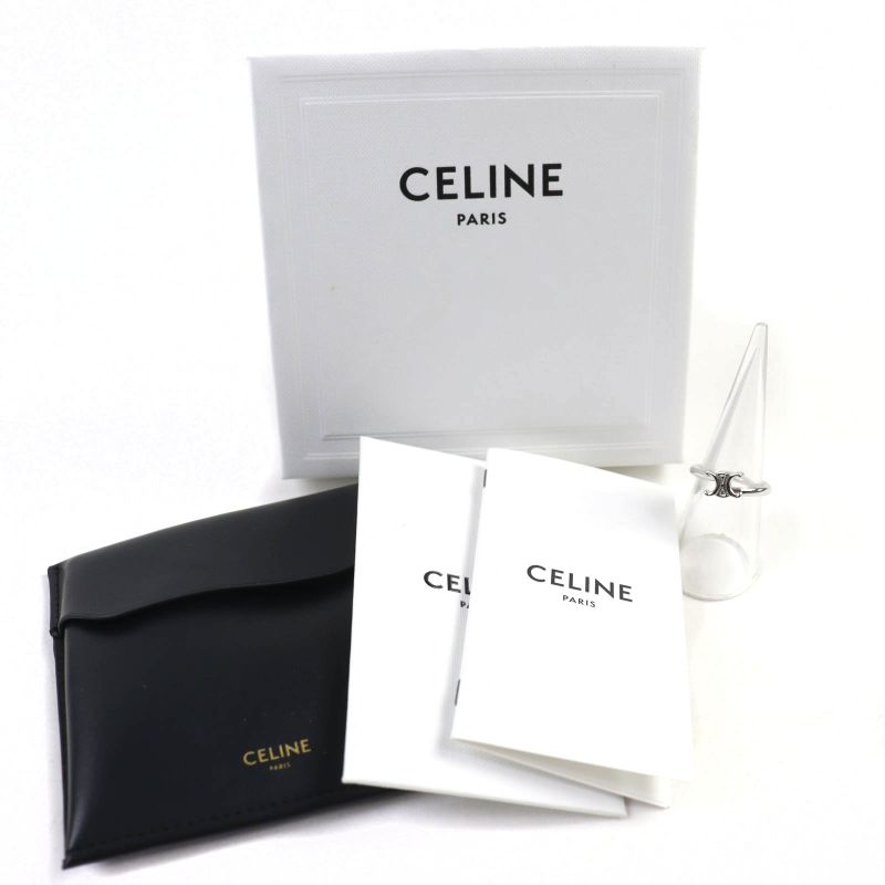 Celine 460ppp6bra Triomphe Asymmetric Ring Silver 52 Size Approx 12 With Box