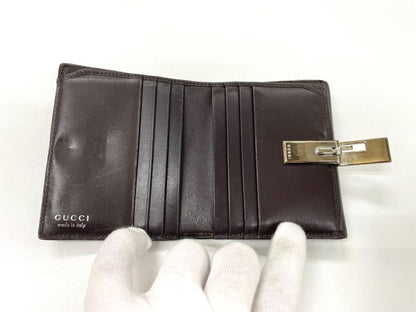 Gucci Leather Bifold Wallet 035.2778.1965 Dark Brown Made In Italy