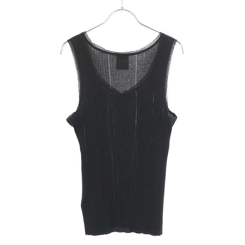 Chanel Coco Mark Button Ribbed Tank Top P32726k00786 Black 42