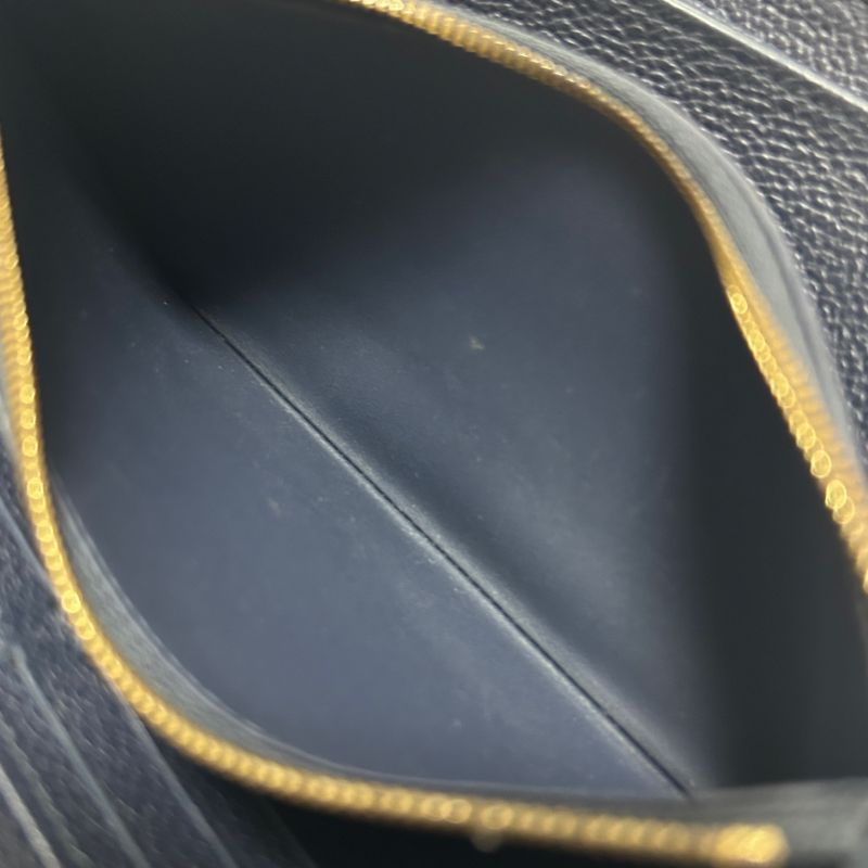 Louis Vuitton Empreinte Leather Zippy Wallet Navy Embossed Monogram Pattern