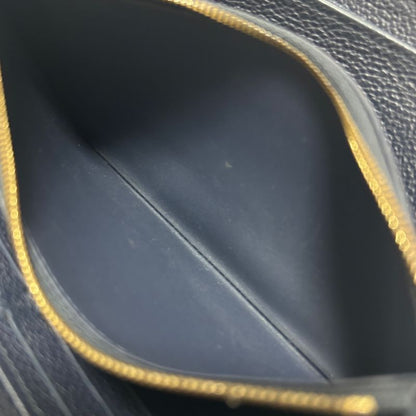 Louis Vuitton Empreinte Leather Zippy Wallet Navy Embossed Monogram Pattern