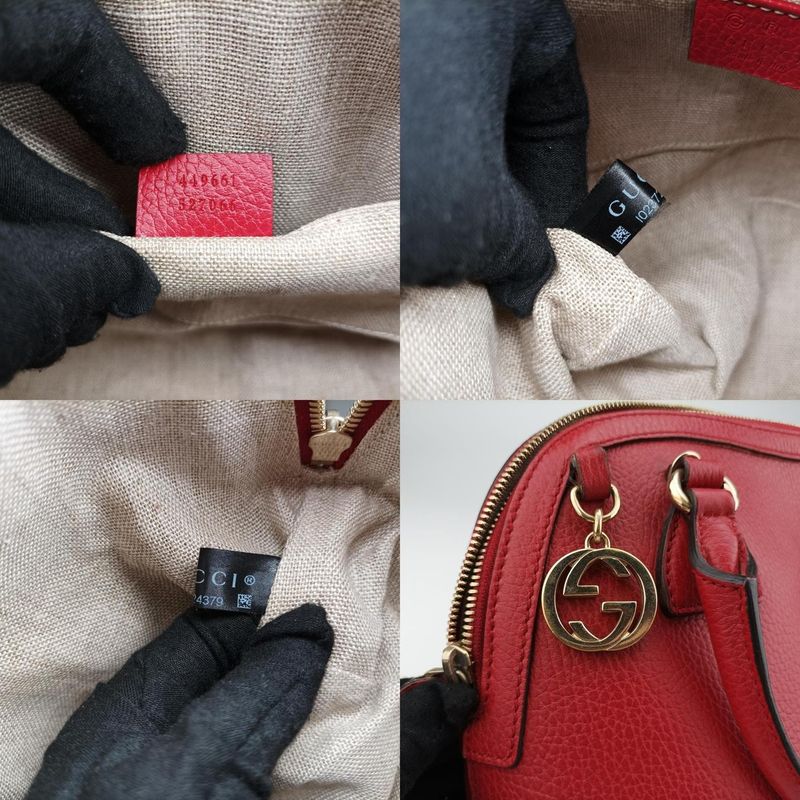 Gucci Interlocking G Charm Dome Red Leather 449661 I023724370