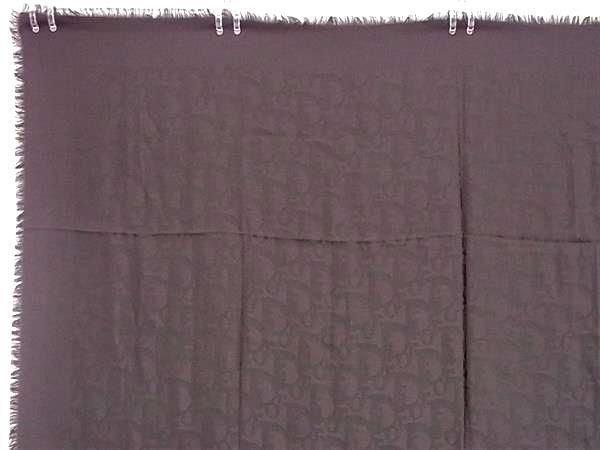 Christian Dior Trotter Silk And Wool Fringe Scarf Stole Dark Purple As9612