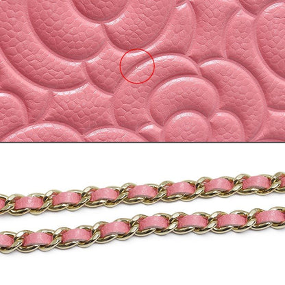 Chanel Camellia Chain Shoulder Bag Pink Mini Round Crossbody