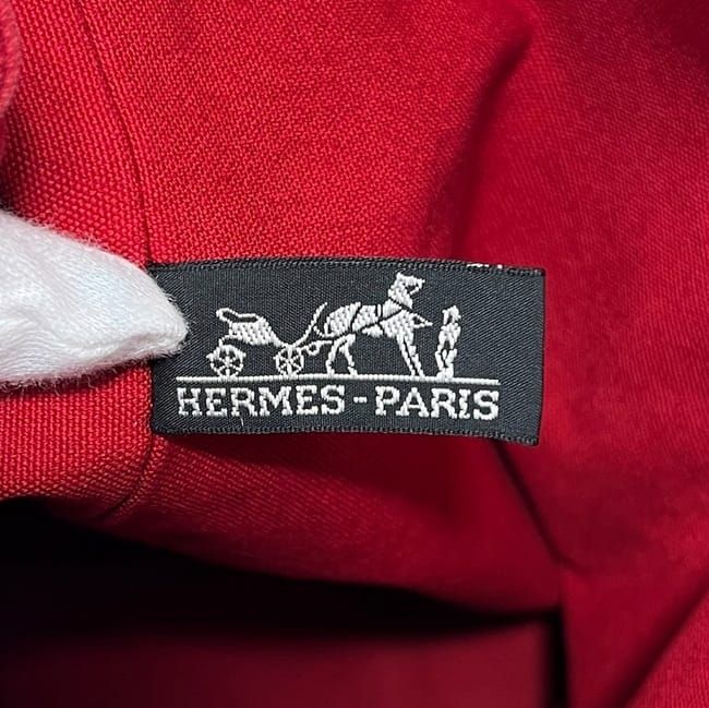 Hermes Drawstring Backpack Porochon Mimir PM Red Cotton Preowned