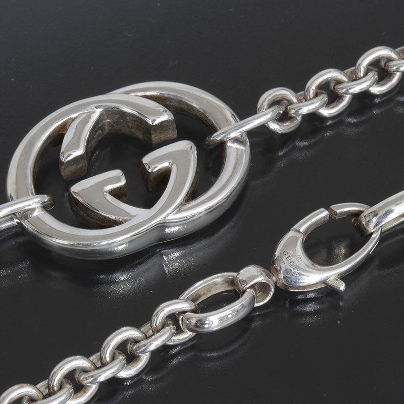 Gucci Interlocking Necklace Double G Silver 925 E1032