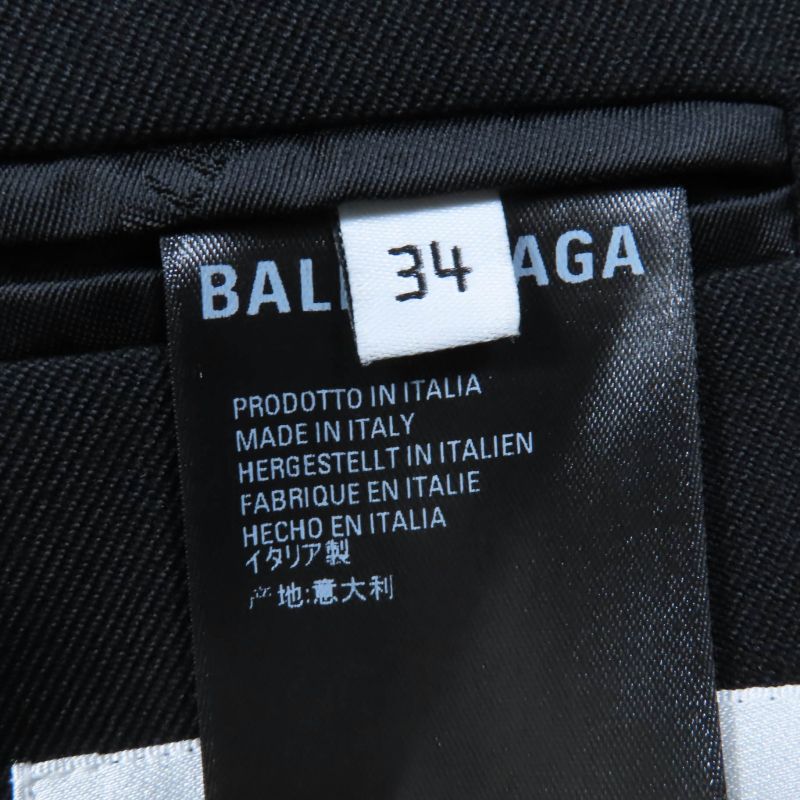 Balenciaga 623044 100% Wool Power Shoulder Tailored Jacket Black 34 Hanger Made