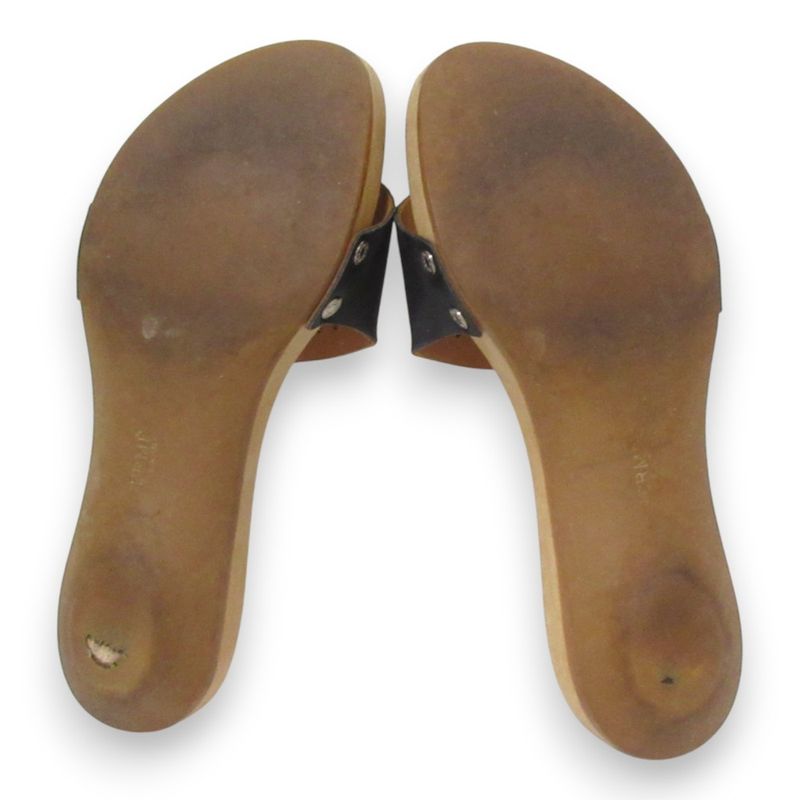 Hermes Evelyn H Logo Leather Wooden Sandals 35 Approx 22cm (8.66in) Black