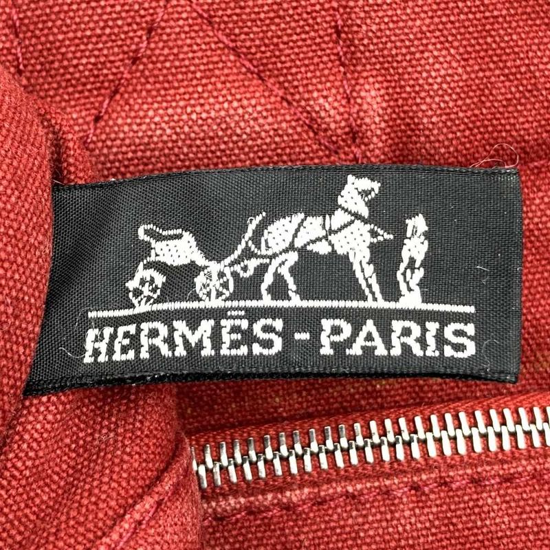 Hermes Fourre Tout MM Handbag Tote Bag Handbag Bag Silver Hardware Canvas Red