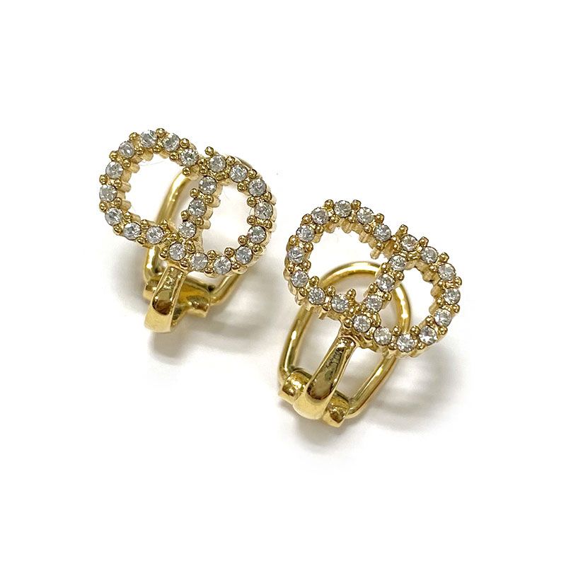 Dior Christian Dior CD Logo Earring Plated Gold Color *no Silicon Earring Back
