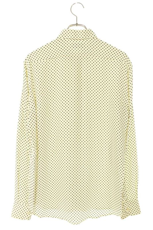 Saint Laurent Paris 646850 Y1h53 Polka Dot Silk Eve Collar Long Sleeve Shirt