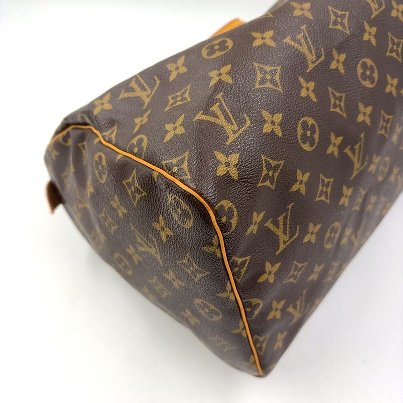 Louis Vuitton Speedy 40 Monogram Leather X PVC Brown Handbag Gold M41522