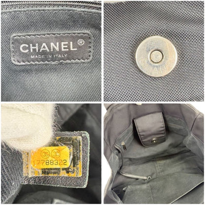 Chanel Paris Biarritz Mini Tote Shoulder Bag Navy Blue Black Bicolor Shoulder