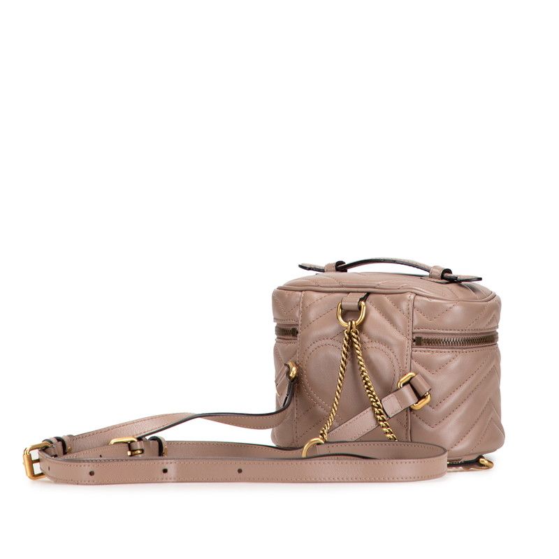 Gucci GG Marmont Quilted Backpack 598594 Beige Leather Women Gucci