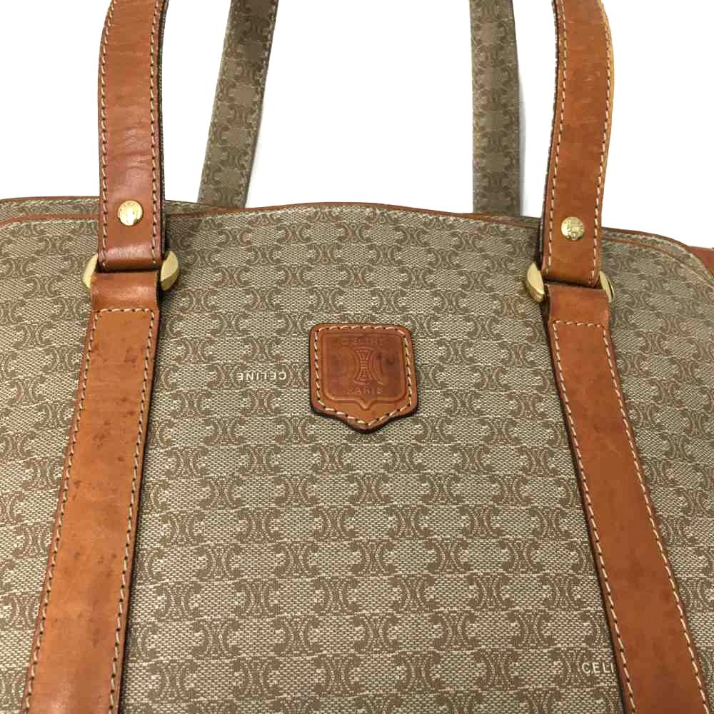 Celine Macadam Pattern Coated Canvas X Leather Bag Brown