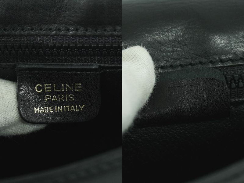 Authentic Celine Leather Shoulder Bag Pochette Black Bag Pre-owned [follow-up