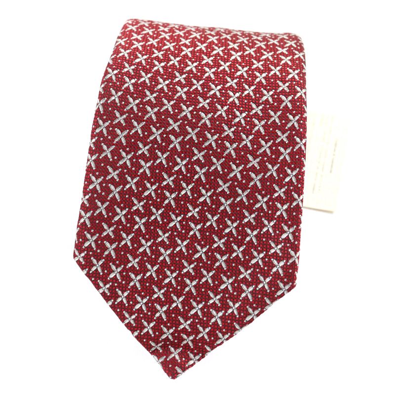 Bvlgari 100% Silk Sette Pieghe Wide Tie Tie Red All Over With Box Made In Italy