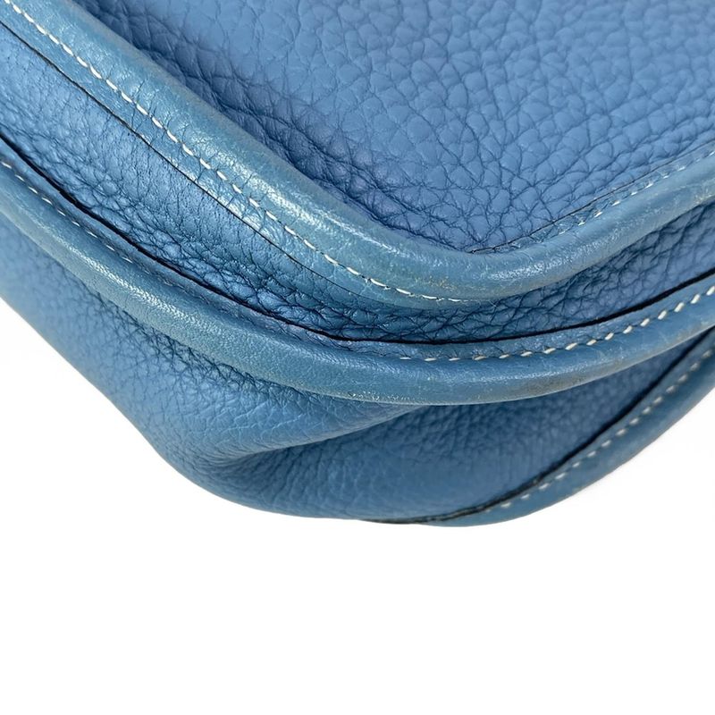 Hermes Shoulder Bag Evelyndu PM Blue Jean Silver Hardware