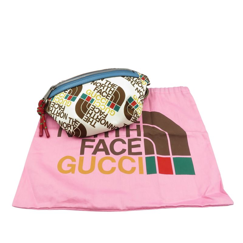 Gucci North Face Collaboration 650299 Nylon Silver Hardware White Multicolor