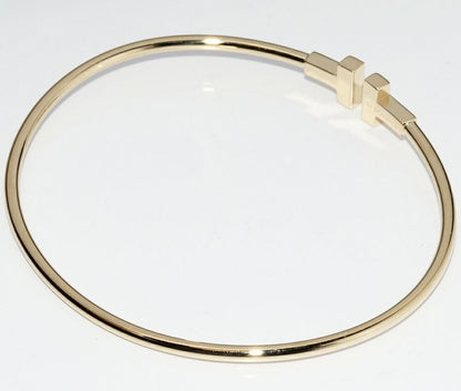 Tiffany & Co Bracelet Bangle 18K Yellow Gold T Narrow Wire Bracelet Large