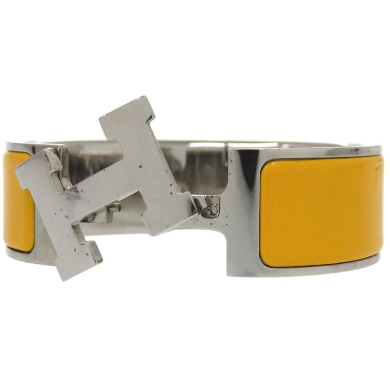 Hermes Click Crack H GM Bracelet Metal Enamel Yellow F Engraved 1200 Hermes