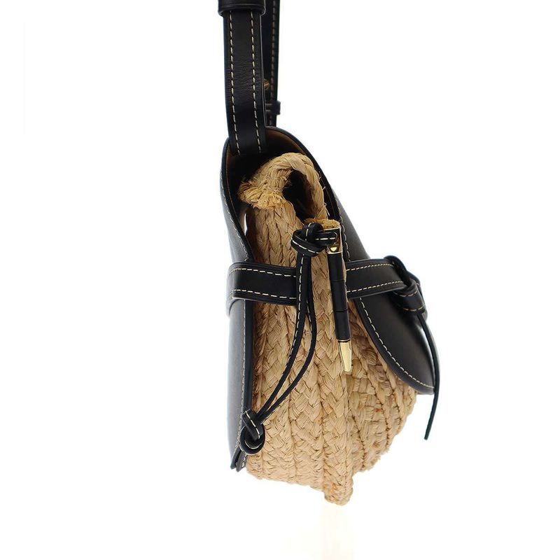 Loewe Gate Raffia Shoulder Bag Natural×black