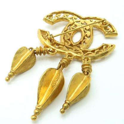 Chanel Brooch 95A Vintage Coco Mark GP With Box Chanel Vintage