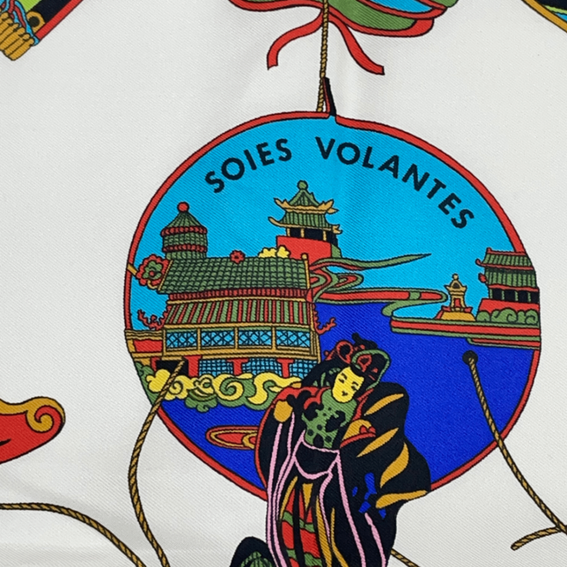 Hermes Carree 90 Soies Volantes Skyward Flying Silk Scarf 100% Silk Multicolor