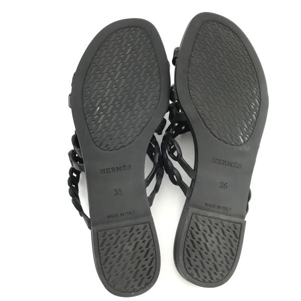 Hermes Rivage Chaine D'ancre Rubber Sandals Black 35