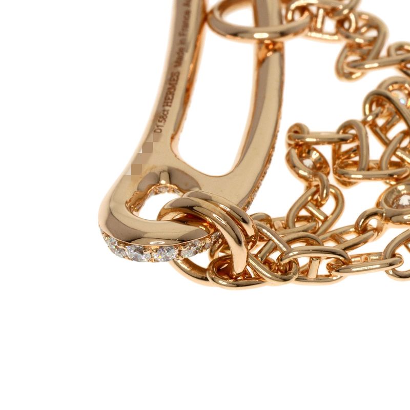 Hermes Chaine D'ancre Punk Diamond Bracelet 18K Pink Gold Ladies